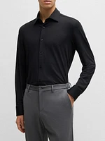 Slim-Fit Shirt Textured Performance-Stretch Jersey