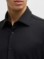 Slim-Fit Shirt Textured Performance-Stretch Jersey