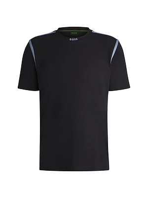 Stretch-Cotton T-Shirt with Tape Trims
