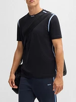 Stretch-Cotton T-Shirt with Tape Trims