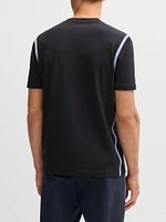 Stretch-Cotton T-Shirt with Tape Trims