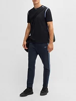 Stretch-Cotton T-Shirt with Tape Trims