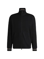 Mercerized Cotton Sweatshirt with Stripe Cuffs
