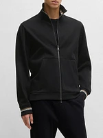 Mercerized Cotton Sweatshirt with Stripe Cuffs
