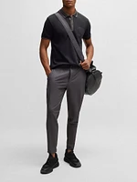 Interlock Cotton Polo Shirt with Striped Collar