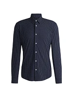 Slim-Fit Shirt Geometric-Print Performance-Stretch Fabric