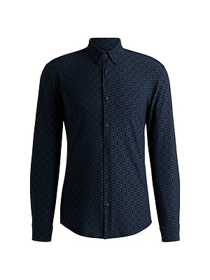 Slim-Fit Shirt Performance-Stretch Jacquard