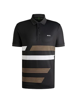 Paddy Stretch Jersey Polo Shirt with Stripe Print