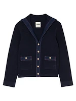 Cardigan with Denim Details