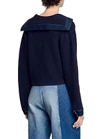 Cardigan with Denim Details