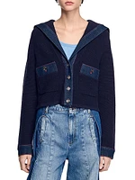 Cardigan with Denim Details