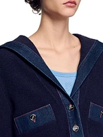 Cardigan with Denim Details