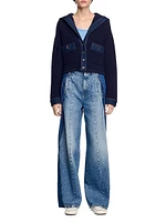 Cardigan with Denim Details