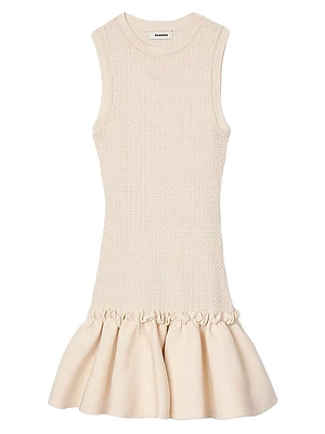 Mini Knit Dress with Ruffle