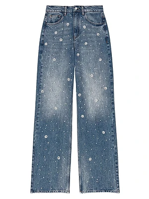Wide-Leg Embroidered Jeans