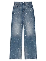 Wide-Leg Embroidered Jeans
