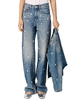 Wide-Leg Embroidered Jeans