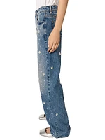 Wide-Leg Embroidered Jeans