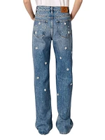 Wide-Leg Embroidered Jeans