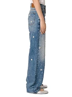 Wide-Leg Embroidered Jeans