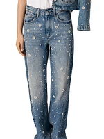 Wide-Leg Embroidered Jeans