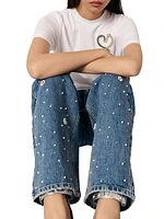 Wide-Leg Embroidered Jeans