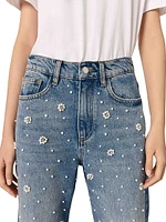Wide-Leg Embroidered Jeans