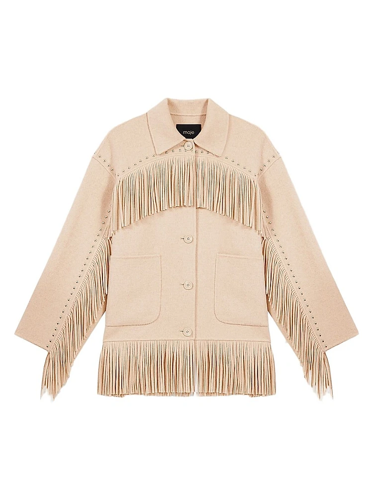 Double-Breasted Fringed Coat