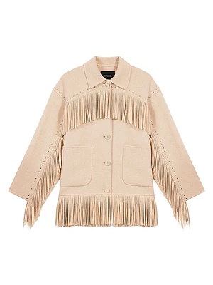 Double-Breasted Fringed Coat