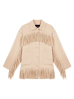 Double-Breasted Fringed Coat