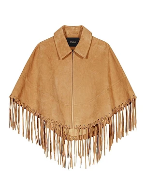 Short Leather Fringed Coat