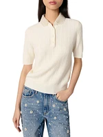 Jewellery Collar Knit Polo Short Sleeve Shirt