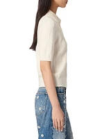 Jewellery Collar Knit Polo Short Sleeve Shirt