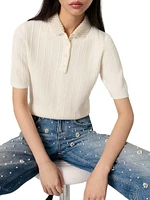 Jewellery Collar Knit Polo Short Sleeve Shirt