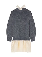 Wool and Organza Dual-Fabric Dress