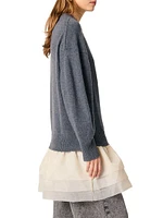 Wool and Organza Dual-Fabric Dress