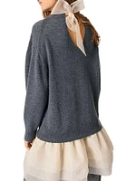 Wool and Organza Dual-Fabric Dress