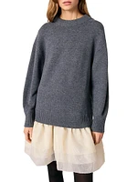 Wool and Organza Dual-Fabric Dress
