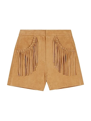 Fringed Leather Shorts