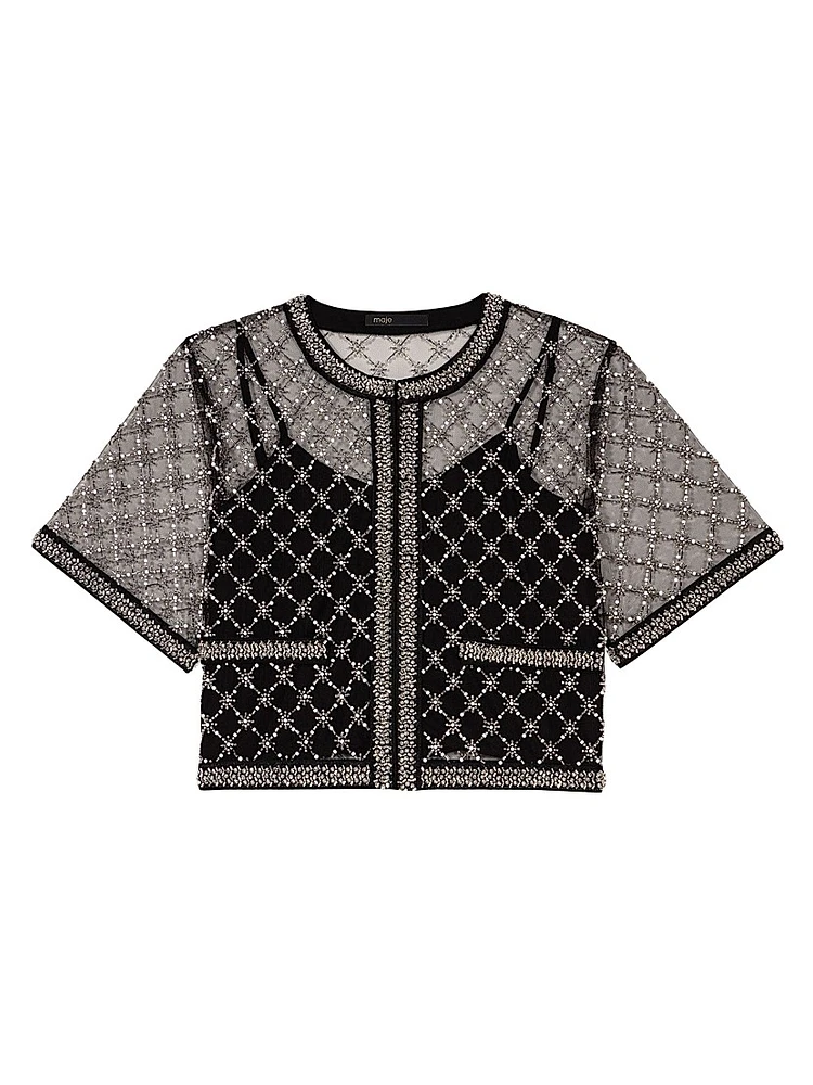 Embroidered Tulle Top