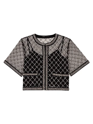 Embroidered Tulle Top