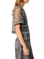 Embroidered Tulle Top