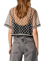 Embroidered Tulle Top