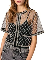 Embroidered Tulle Top