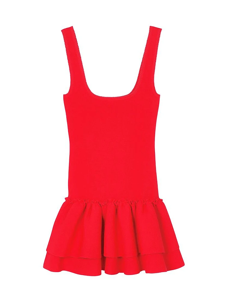 Mini Knit Dress with Ruffles