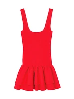 Mini Knit Dress with Ruffles