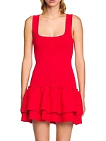 Mini Knit Dress with Ruffles