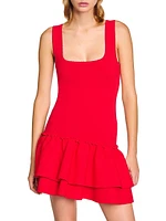 Mini Knit Dress with Ruffles