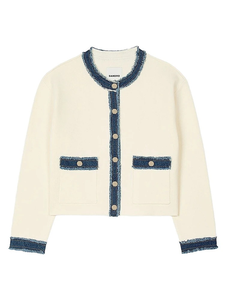 Cardigan with Denim Details