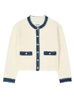 Cardigan with Denim Details